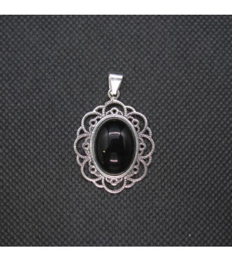 PE001454 Sterling Silver Pendant Genuine Solid Hallmarked 925 With Natural Black Onyx